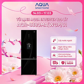 Tủ lạnh Aqua Inverter 320 lít AQR-B380MA(WGP)U1 - Bảo hành 2 năm - Freeship toàn quốc - Hàng chính hãng