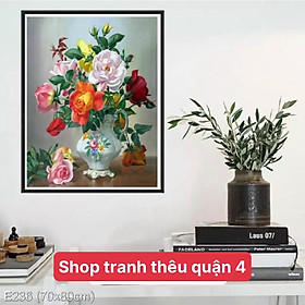 Mua  Thêu kín  Tranh thêu chữ thập Bình hoa E236  kích thước 70 x 80 cm
