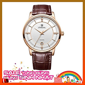 Đồng hồ nam PAGINI cao cấp dây da thật mặt tròn – Mặt kính chống xước - PA16688