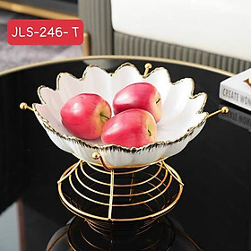 Mua KHAY SỨ ĐỰNG BÁNH KẸO HOA QUẢ HÌNH SEN MẠ VÀNG CAO CẤP