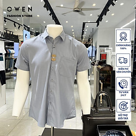 Áo Sơ mi Owen nam cộc tay không túi dáng Bodyfit sợi Bamboo cao cấp mềm mịn mát AR230181N