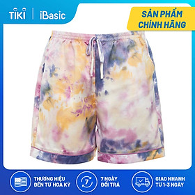 Quần đùi pyjama nữ ngắn lụa Satin hoạ tiết icon iBasic HOMW028B