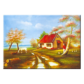 Tranh Treo Tường NÉT ĐẸP MỘC MẠC LÀNG QUÊ Q6D8 - 21 (35 x 50 cm) Thế Giới Tranh Đẹp