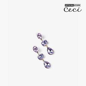 CECI - Khuyên tai nữ xỏ lỗ phối đá dáng thả sang trọng CC1-09000136