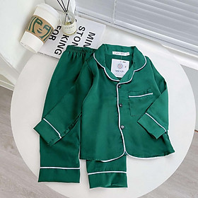 Đồ ngủ Sumokids Pijama trơn dài tay cho bé trai gái chất lụa satin cao cấp