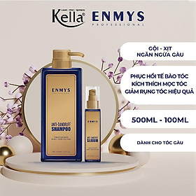 Combo dầu gội xịt tóc ngăn ngừa gàu trở lại Enmys (Chai 500ml-100ml)