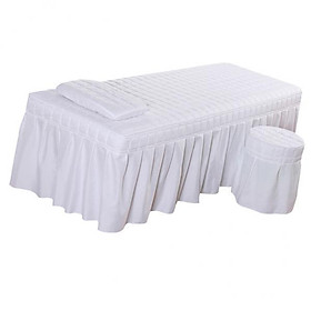 2X Soft Beauty Massage Bed Sheet With Pillowcase and Stool Cover White