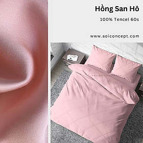 Bộ Chăn Ga Gối 5 Món Lụa Tencel Size 2mx2m 2m2x2m Trơn Nhiều Màu À Ơi Concept cao cấp Hàn Quốc