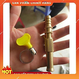 Đầu vòi xịt tăng áp mini bằng đồng phun nước rửa xe, tưới cây tăng áp đa năng có đai siết ống đi kèm 206587