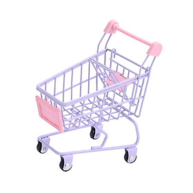 Mini Shopping Cart Storage Box Multifunctional Trolley Fun Stationery Pretend Play Toys Desktop Organizer Basket for Office Home Accessories