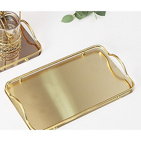 Khay kệ đựng ấm chén cốc tách ly bình nước bằng inox mạ vàng đẹp cao cấp chữ nhật 34x20cm