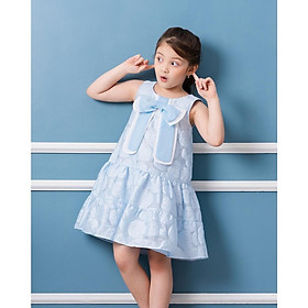 Váy thiết kế cho bé BYZU chất vải tơ dệt hoa hồng đính nơ xinh (Krytal Dress)