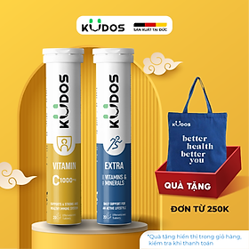 Combo Thực phẩm bảo vệ sức khỏe KUDOS VITAMIN C 1000MG + KUDOS EXTRA HIGH DOSE VITAMINS & MINERALS (20 viên/ tuýp)