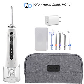 Tăm nước cầm tay H2ofloss HF-6. Tăm nước 5 chế độ, 5 đầu tăm đa chức năng, túi vải đựng máy, pin sử dụng tối đa 21 ngày, tặng kèm củ sạc nguồn thấp