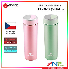 Mua Bình giữ nhiệt inox 304  3 Lớp Tráng Bạc Elmich EL-3687 (Dung Tích 500ml  Có Túi Đựng Tiện Lợi) - Hàng Chính Hãng