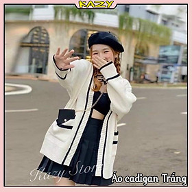 Áo khoác cadigan nữ len tăm Hàn Quốc siêu dày phối viền sang chảnh cao cấp KAZY STUDIOS A007