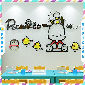 Mua Tranh dán tường mica 3d decor khổ lớn chú chó pochacco trang trí mầm non  mẫu giáo  phòng cho bé