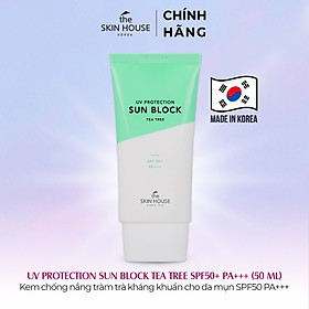 T61 Kem chống nắng tràm trà kháng khuẩn cho da mụn SPF50 PA+++  UV PROTECTION SUN BLOCK TEA TREE SPF50+ PA+++ 50ml