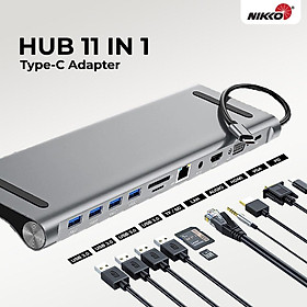 NIKKO Bộ Hub chuyển đổi 11 cổng/ USB-C/ Type C Adapter - Hàng Chính Hãng