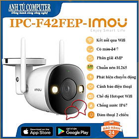 Mua Camera WIFI FullColor 4MP có đàm thoại 2 chiều IMOU BULLET 2 IPC-F42FEP hàng chính hãng