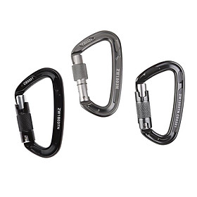 3 Pieces 24KN Screw Locking Climbing D Shape Carabiner