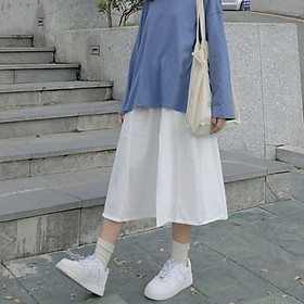 Chân váy đũi dài style Hàn Quốc Chân váy dài vintage Quảng Châu Đầm nữ CV04