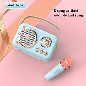 Gia Đình Mới Karaoke Ngoài Trời Trẻ Em Loa Bluetooth Micro Không Dây Di Động Thẻ Loa Siêu Trầm Cao Cấp Caixa De Som Color: Dual Mic Version