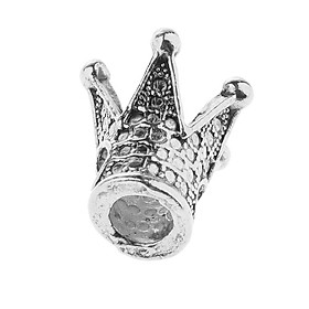 2-4pack 10 Pieces Crown Shape Spacer Beads Jewelry Charms Connector Silver