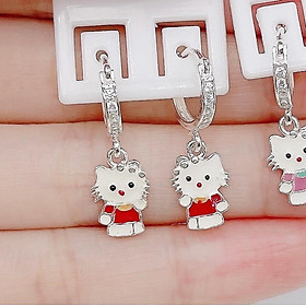 Bông tai trẻ em hình mèo kitty chất liệu bạc ta MS62a