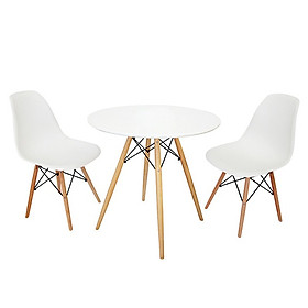 Bộ Bàn Tròn Trắng Và 2 Ghế Eames TH01