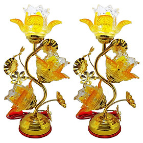 Mua Bộ 2 đèn thờ pha lê cao cấp hoa Tulip vàng VDT-214