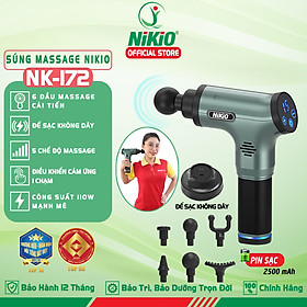 Máy (Súng) Massage Cầm Tay Nikio NK-172 - Kỹ Thuật Mát Xa Bộ Gõ Tân Tiến, Công Suất Cực Mạnh 110W, Tác Động Cực Sâu Vào Cơ Bắp, 6 Đầu Và 6 Tốc Độ Mát Xa Giảm Căng Cứng Và Đau Nhức Cơ Nhanh - Pin Khủng 2500 mAh, Sạc Chạm Thông Minh