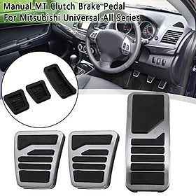 3 Pcs Manual MT Clutch Brake Pedal Non-Slip Metal ABS For Mitsubishi All Series
