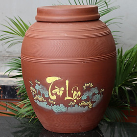 Chum sành ngâm rượu Tài Lộc 60 Lit gốm sứ Bát Tràng (bình rượu, bình ngâm rượu, chum ngâm rượu)