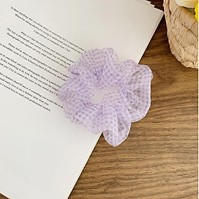 Dây buộc tóc kẻ caro tinh tế vòng lớn Scrunchies xinh xắn HD50
