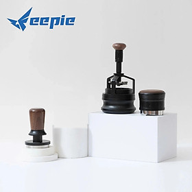 Combo 3 món dụng cụ pha espresso Feepie Wood Charm gỗ óc chó 58mm - Tamper cố định lực 30 lbs, kim tán bột WDT 14 kim, OCD san phẳng 58,35mm