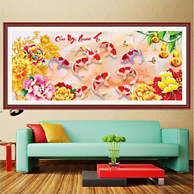 Mua tranh thêu cữ thập Cửu ngư quần hội - chưa thêu