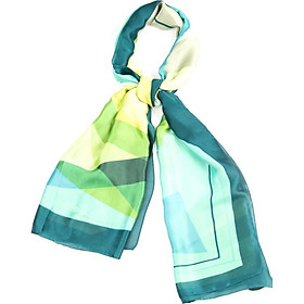 Khăn Choàng Cổ Lụa Phối Màu Xanh Lá Vàng - Silk - 180x90cm - Mã KS006