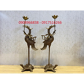Mua Đôi Hạc thờ đồng trang trí phòng thờ phong thủy đúc bằng đồng vàng hun giả cổ cao 50cm nặng 4.6kg