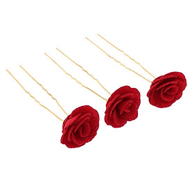 3Pieces Wedding Hairpins Flowers Bridal Hair Accessories for Bridal Hairstyle, U-shaped Hairpins Communion Party Hair Clip