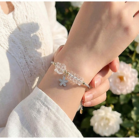 Vòng Hồ Ly Mix Ngũ Điếu Thạch Anh Trắng & Charm Bạc – Đá Tự Nhiên, Thiết Kế Sang Trọng Dành Cho Nữ