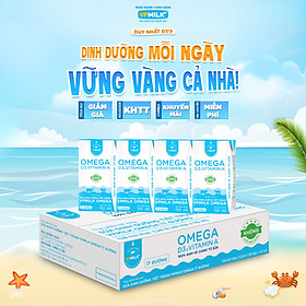 Sữa Dinh Dưỡng Tiệt Trùng VPMilk Omega Ít Đường dạng hộp cho bé trên 1 tuổi 110ml (thùng 48 hộp)