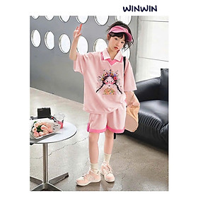 SET BỘ THUN BÉ GÁI CỔ TIM 2 LỚP IN TIM TỪ 12-50KG DỄ THƯƠNG CHO BÉ GÁI