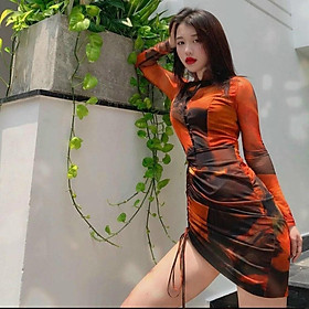 Đầm ôm body rút dây eo thiết kế cổ tàu tay dài thời trang siêu xinh