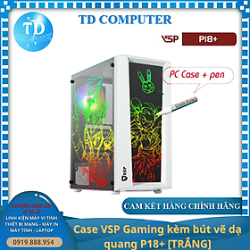 Vỏ máy tính Case VSP P18+ [TRẮNG] kèm bút dạ quang ~ kính cường lực (Không FAN - ATX, Micro-ATX, ITX) - Hàng chính hãng TECH VISION phân phối