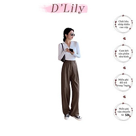 Quần ống đứng cạp cao chất kaki culottes suông nữ mặc kéo dài chân D'Lily Store