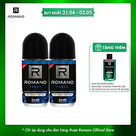 Combo 2 Lăn khử mùi Romano kháng khuẩn & khô thoáng cả ngày 50mlx2 Force