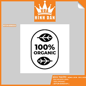 Set 100/200 sticker 100% ORGANIC (2.5x2.5cm) tem THỰC PHẨM HỮU CƠ dán lên túi / hộp đựng sản phẩm, dành cho shop (1.083)