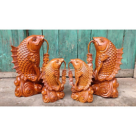 Mua Cặp cá song ngư bằng gỗ hương đá kt cao 20×11×7cm