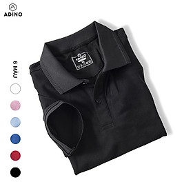 Áo polo nữ màu đen phối viền chìm ADINO vải cotton polyester mềm dáng slimfit công sở hơi ôm trẻ trung APN03